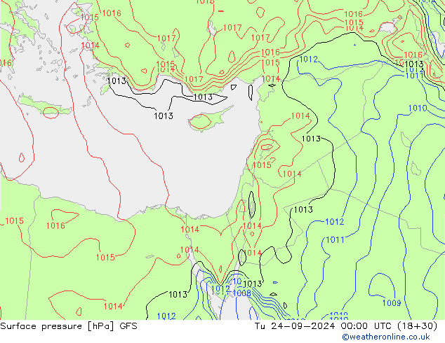 Surface pressure GFS Tu 24.09.2024 00 UTC