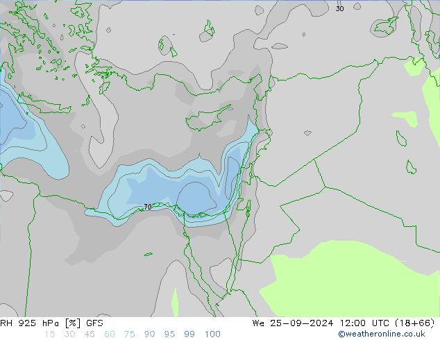 RH 925 hPa GFS  25.09.2024 12 UTC