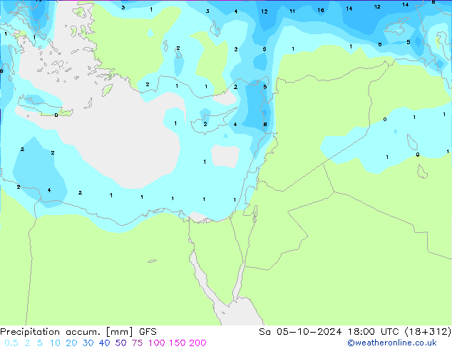 Precipitation accum. GFS Sa 05.10.2024 18 UTC