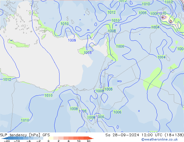 SLP tendency GFS Sa 28.09.2024 12 UTC