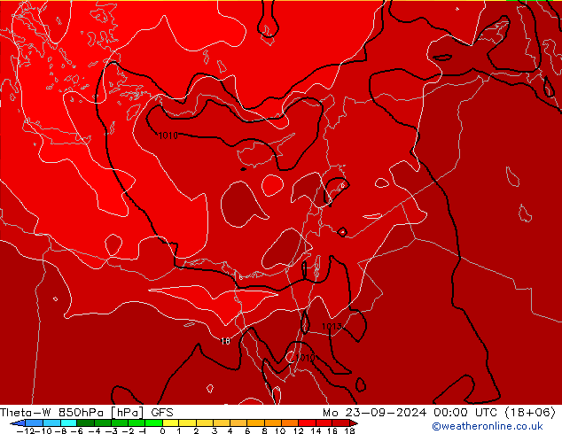 Theta-W 850hPa GFS Seg 23.09.2024 00 UTC