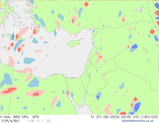 V-Adv. 850 hPa GFS ven 27.09.2024 00 UTC