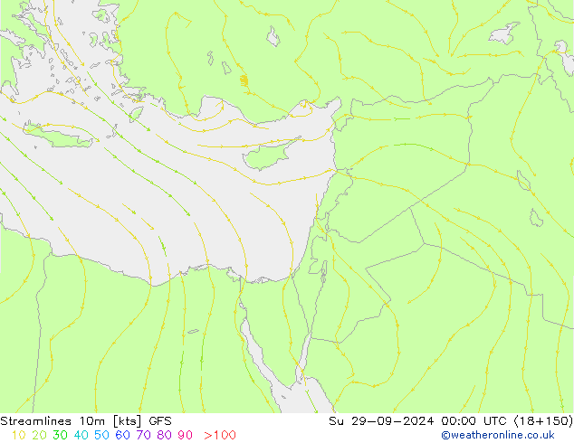 Streamlines 10m GFS Ne 29.09.2024 00 UTC