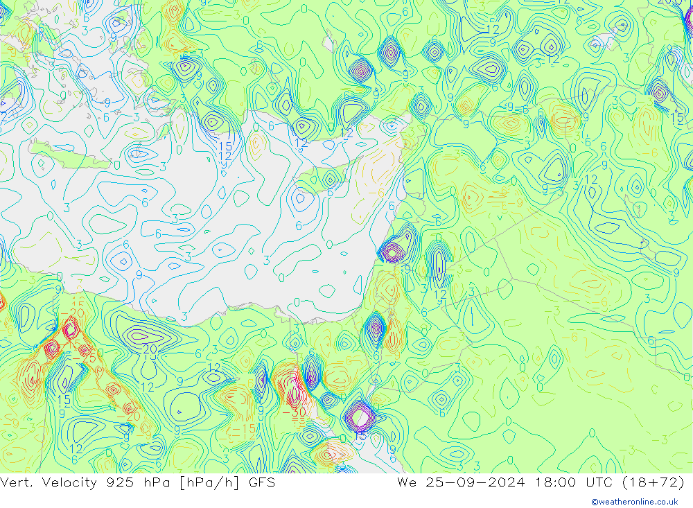 Vert. Velocity 925 hPa GFS Qua 25.09.2024 18 UTC