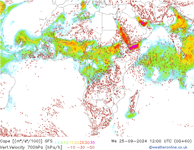 Cape GFS wo 25.09.2024 12 UTC