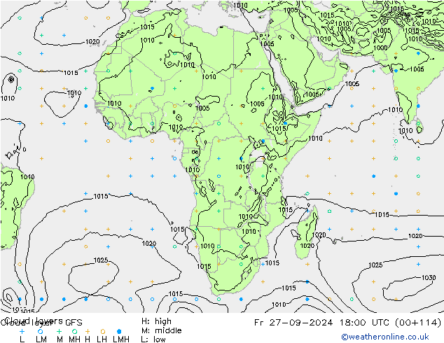 Chmura warstwa GFS pt. 27.09.2024 18 UTC