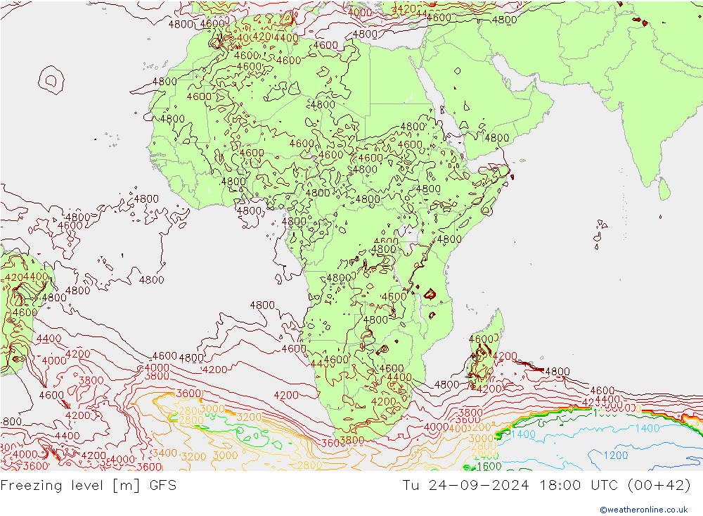 Freezing level GFS  24.09.2024 18 UTC