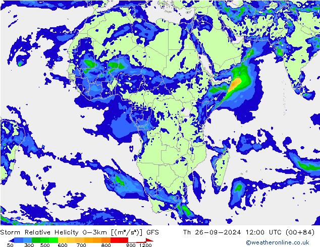 Storm Relative Helicity GFS jeu 26.09.2024 12 UTC