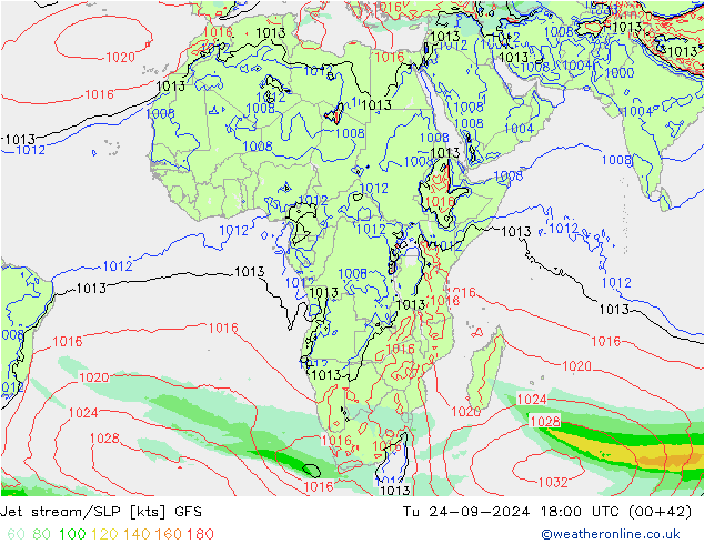 Straalstroom/SLP GFS di 24.09.2024 18 UTC