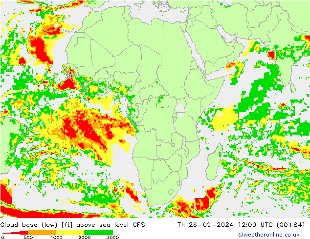 Höhe untere Wolkengrenze GFS Do 26.09.2024 12 UTC