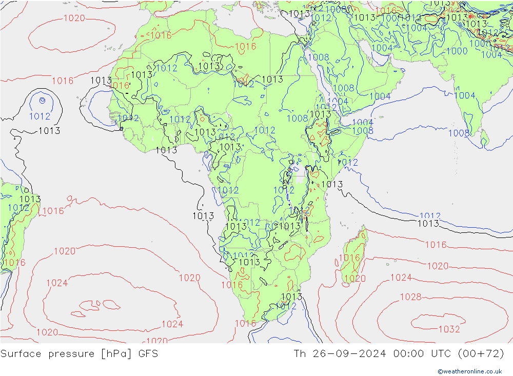 Surface pressure GFS Th 26.09.2024 00 UTC
