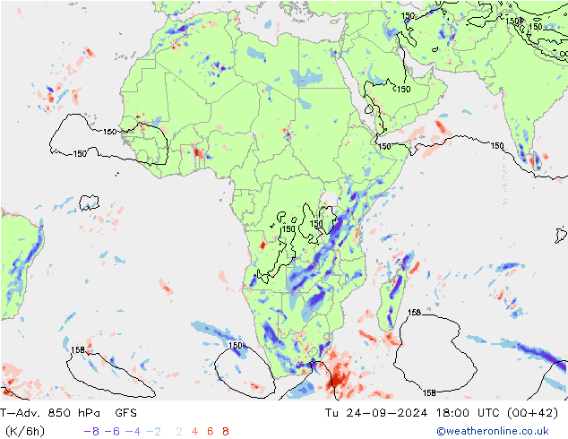 T-Adv. 850 hPa GFS di 24.09.2024 18 UTC