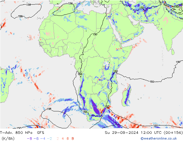 T-Adv. 850 гПа GFS Вс 29.09.2024 12 UTC