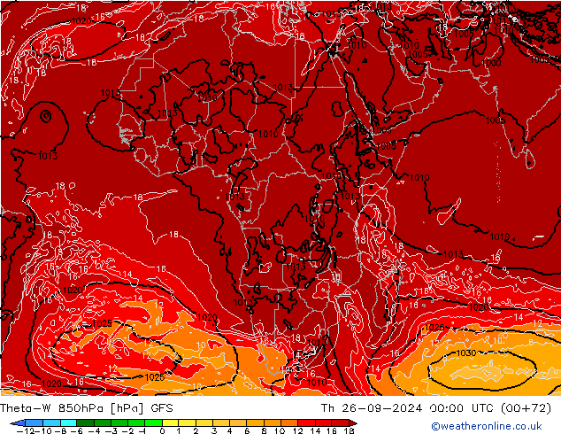 Theta-W 850hPa GFS Th 26.09.2024 00 UTC