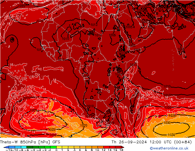 Theta-W 850hPa GFS  26.09.2024 12 UTC