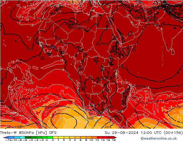 Theta-W 850hPa GFS Su 29.09.2024 12 UTC