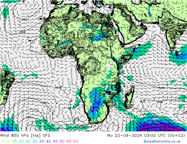 Wind 850 hPa GFS Mo 23.09.2024 03 UTC