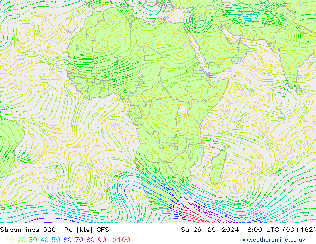 Stroomlijn 500 hPa GFS zo 29.09.2024 18 UTC