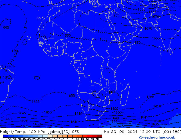 Height/Temp. 100 hPa GFS Mo 30.09.2024 12 UTC