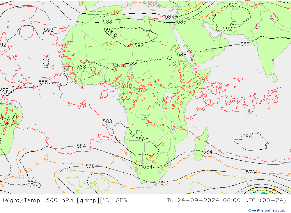 Hoogte/Temp. 500 hPa GFS di 24.09.2024 00 UTC
