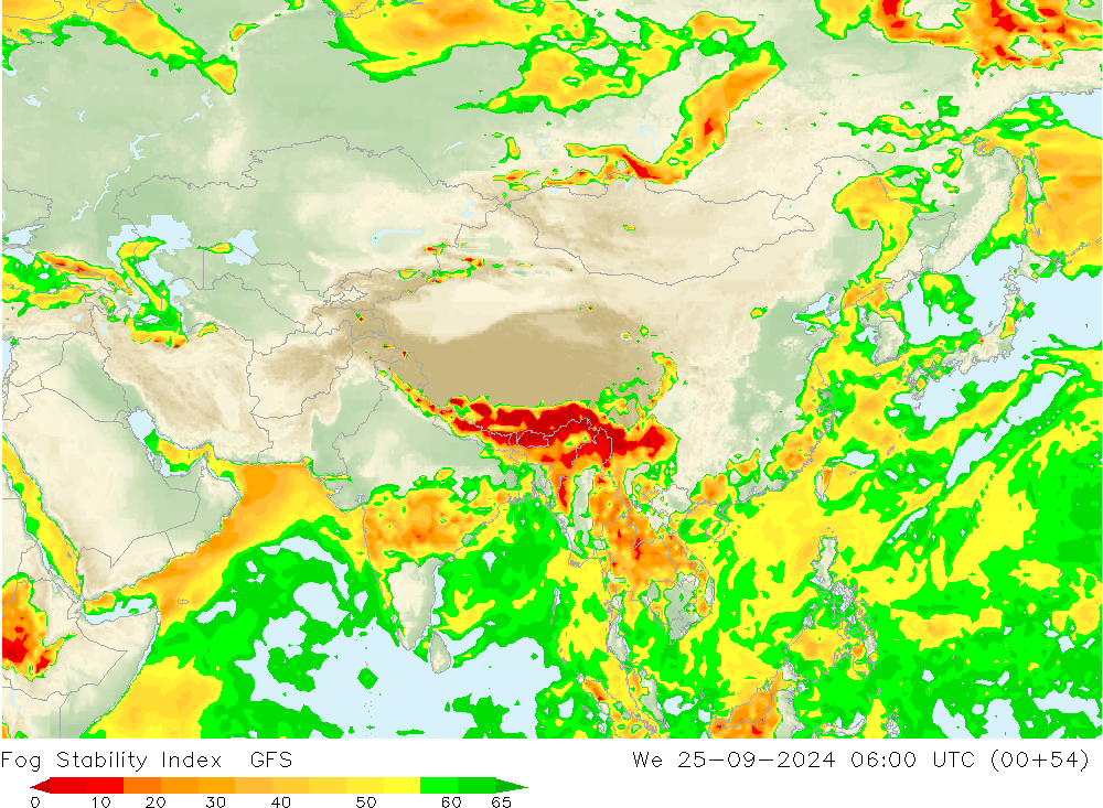 Fog Stability Index GFS We 25.09.2024 06 UTC