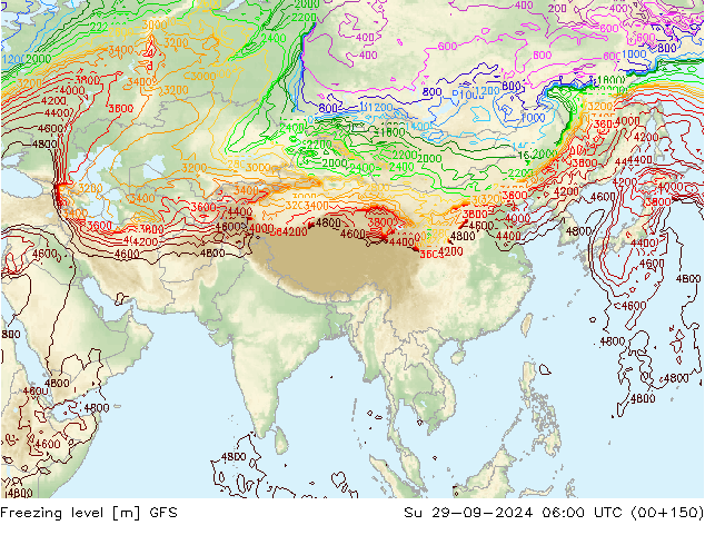 Isoterma de zero graus GFS Dom 29.09.2024 06 UTC