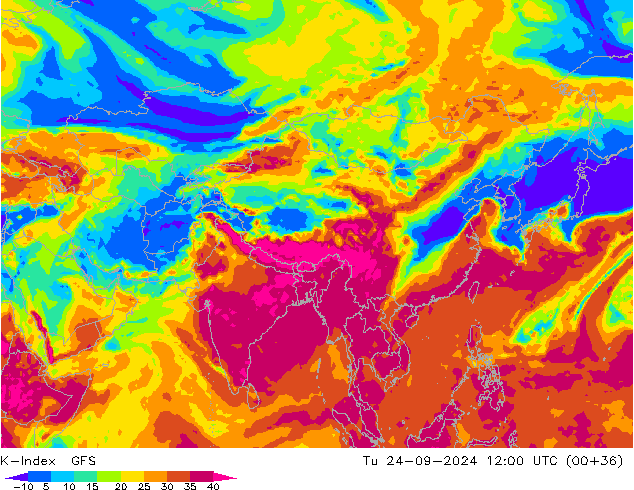 K-Index GFS Út 24.09.2024 12 UTC