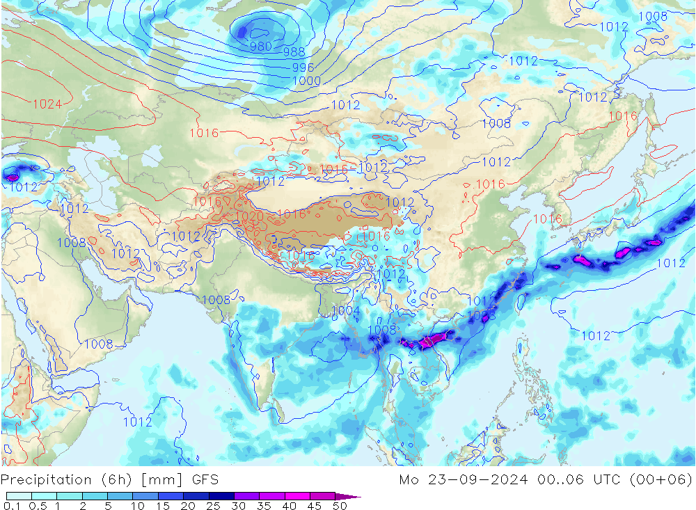 Z500/Rain (+SLP)/Z850 GFS  23.09.2024 06 UTC