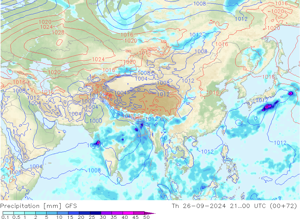 Precipitation GFS Th 26.09.2024 00 UTC