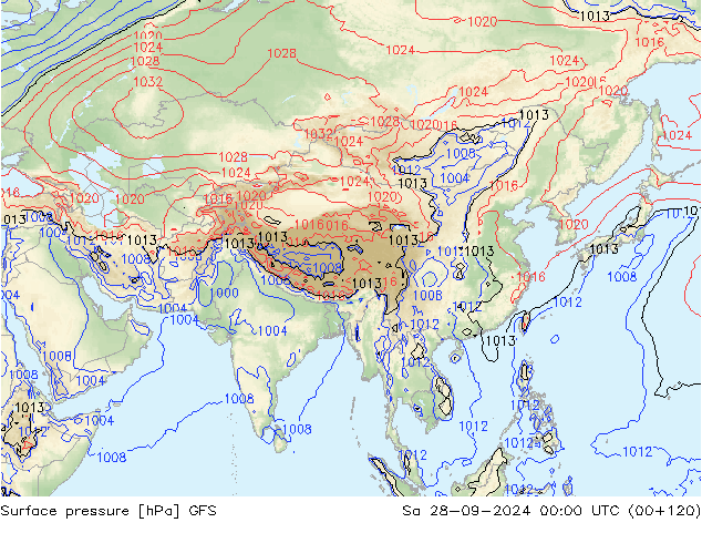 Surface pressure GFS Sa 28.09.2024 00 UTC