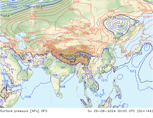 Surface pressure GFS Su 29.09.2024 00 UTC