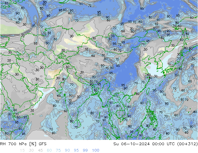 RH 700 hPa GFS Ne 06.10.2024 00 UTC