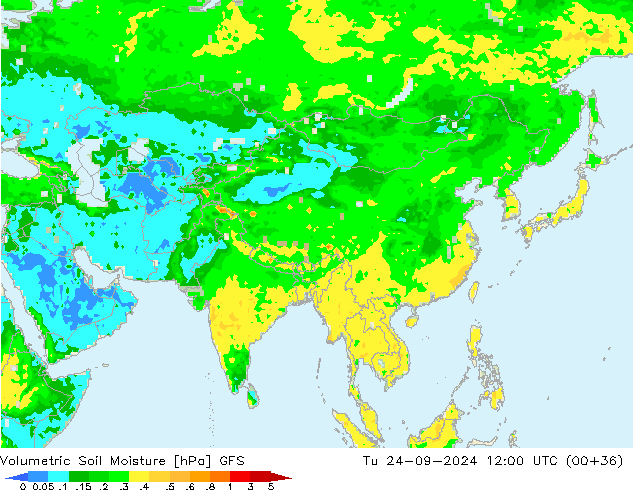 Volumetric Soil Moisture GFS Ter 24.09.2024 12 UTC