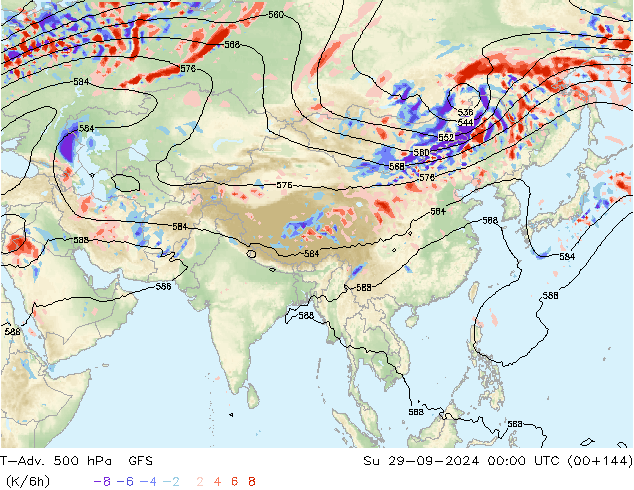 T-Adv. 500 гПа GFS Вс 29.09.2024 00 UTC
