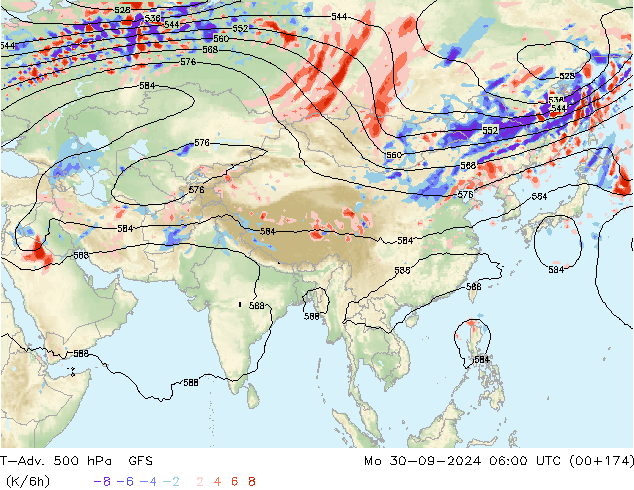 T-Adv. 500 hPa GFS Pzt 30.09.2024 06 UTC