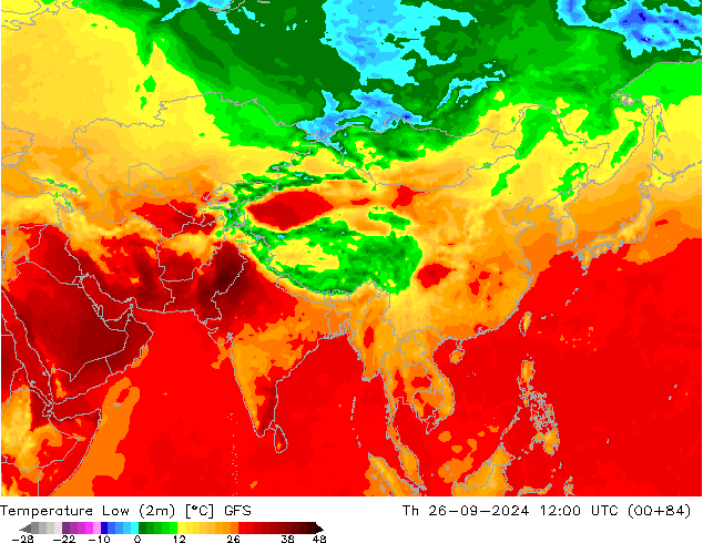 Temp. minima (2m) GFS gio 26.09.2024 12 UTC