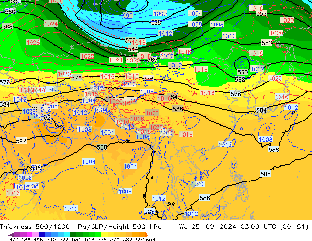 Thck 500-1000hPa GFS We 25.09.2024 03 UTC