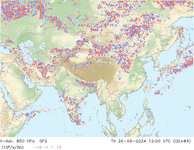 V-Adv. 850 hPa GFS gio 26.09.2024 12 UTC