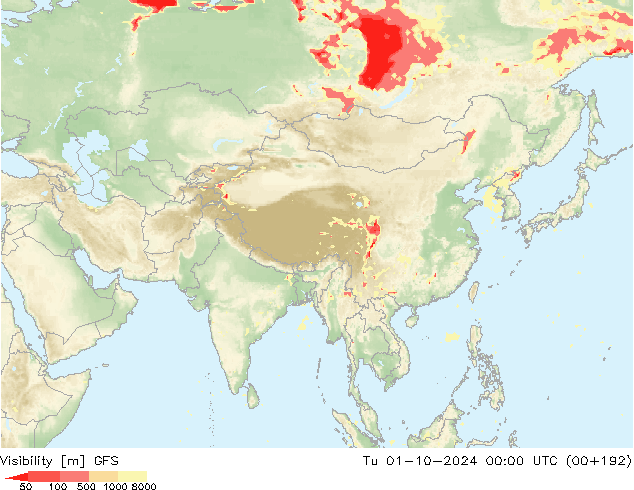 Visibility GFS Tu 01.10.2024 00 UTC