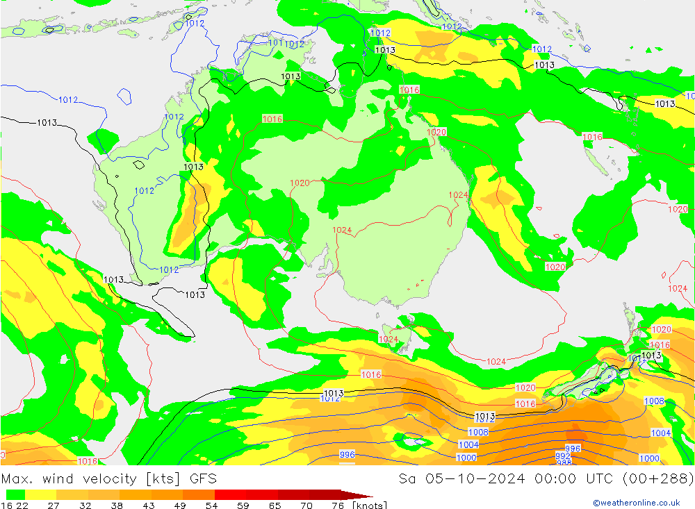 Max. wind velocity GFS Sa 05.10.2024 00 UTC