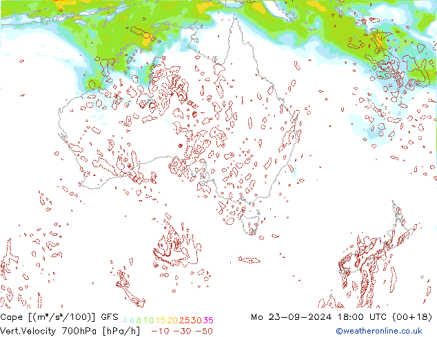 Cape GFS lun 23.09.2024 18 UTC