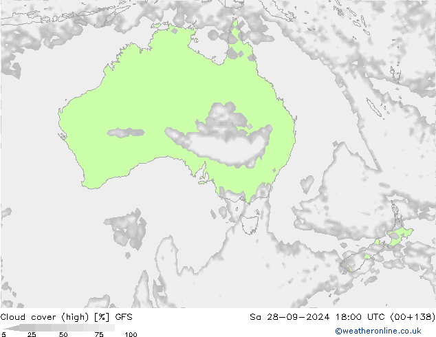 Cloud cover (high) GFS Sa 28.09.2024 18 UTC