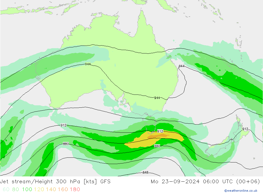 Straalstroom GFS ma 23.09.2024 06 UTC