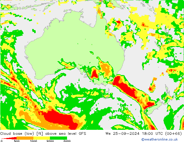 Cloud base (low) GFS ср 25.09.2024 18 UTC