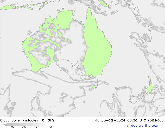 Cloud (high,middle,low) GFS Mo 23.09.2024 06 UTC