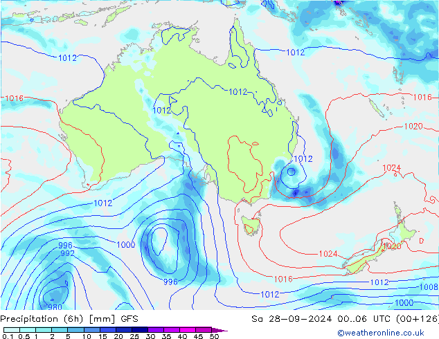 Z500/Rain (+SLP)/Z850 GFS sab 28.09.2024 06 UTC