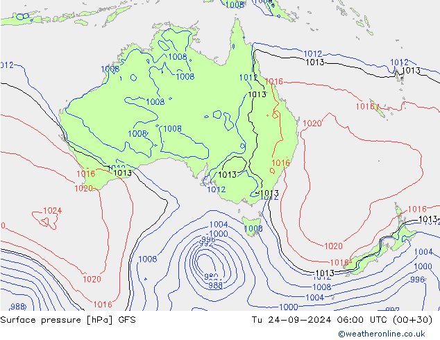 ciśnienie GFS wto. 24.09.2024 06 UTC