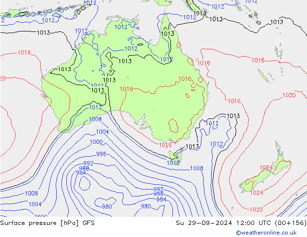 Luchtdruk (Grond) GFS zo 29.09.2024 12 UTC