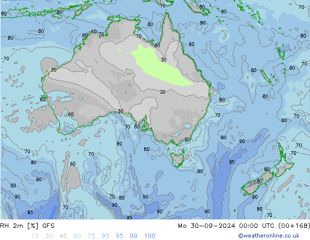 RH 2m GFS Po 30.09.2024 00 UTC