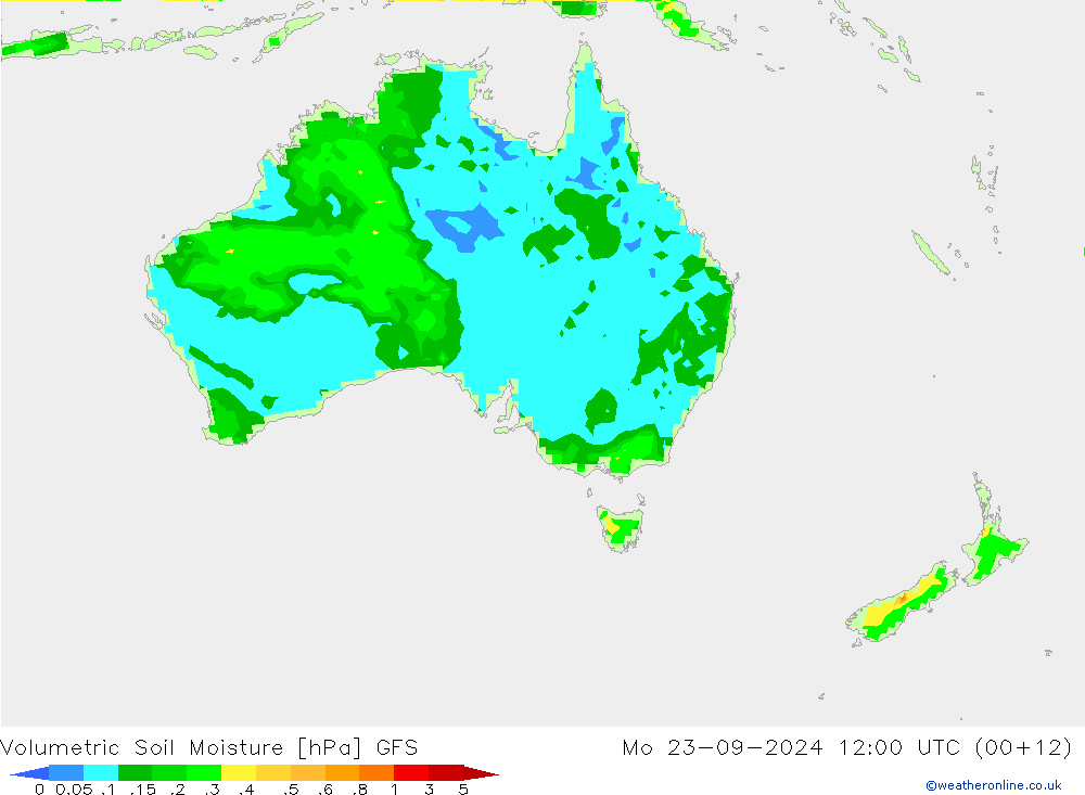 Volumetrisch bodemvocht GFS ma 23.09.2024 12 UTC